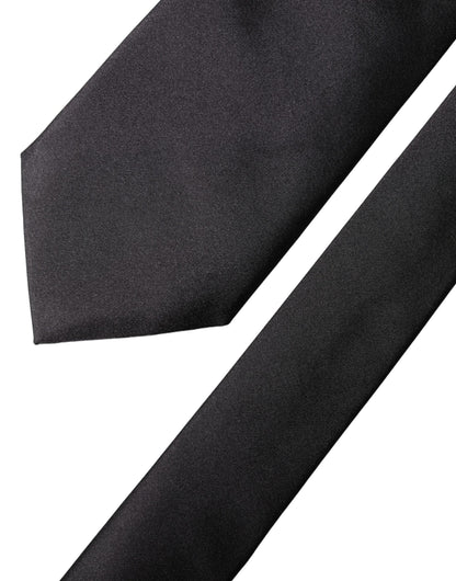 Dolce & Gabbana Black Satin 100% Silk Adjustable Women Tied Necktie Tie