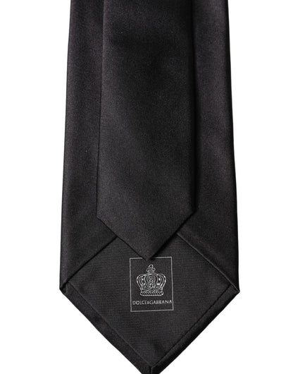 Dolce & Gabbana Black Satin 100% Silk Adjustable Women Tied Necktie Tie
