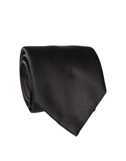 Dolce & Gabbana Black Satin 100% Silk Adjustable Women Tied Necktie Tie
