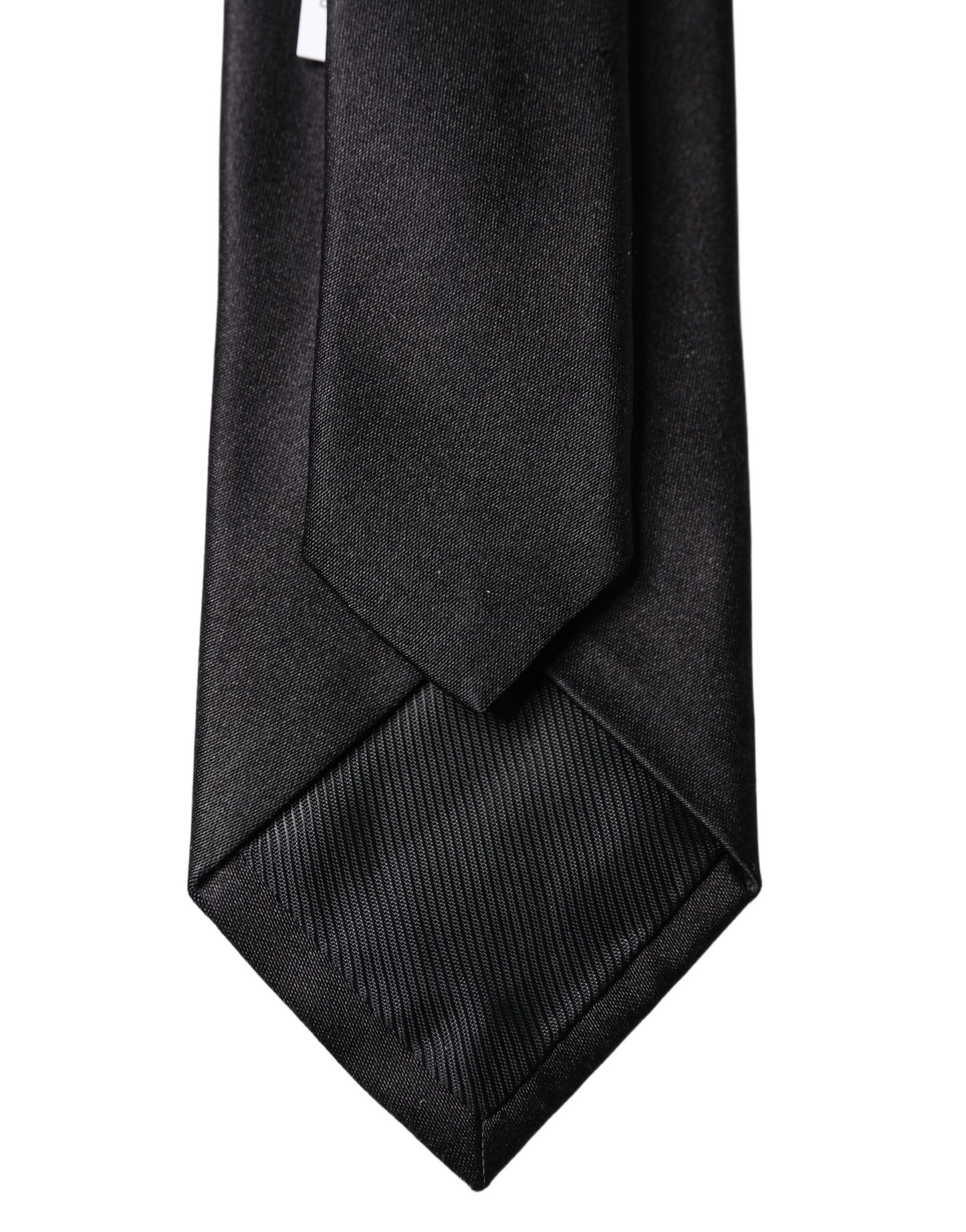 Dolce & Gabbana Black Solid Silk Satin Wide Adjustable Men Necktie Tie