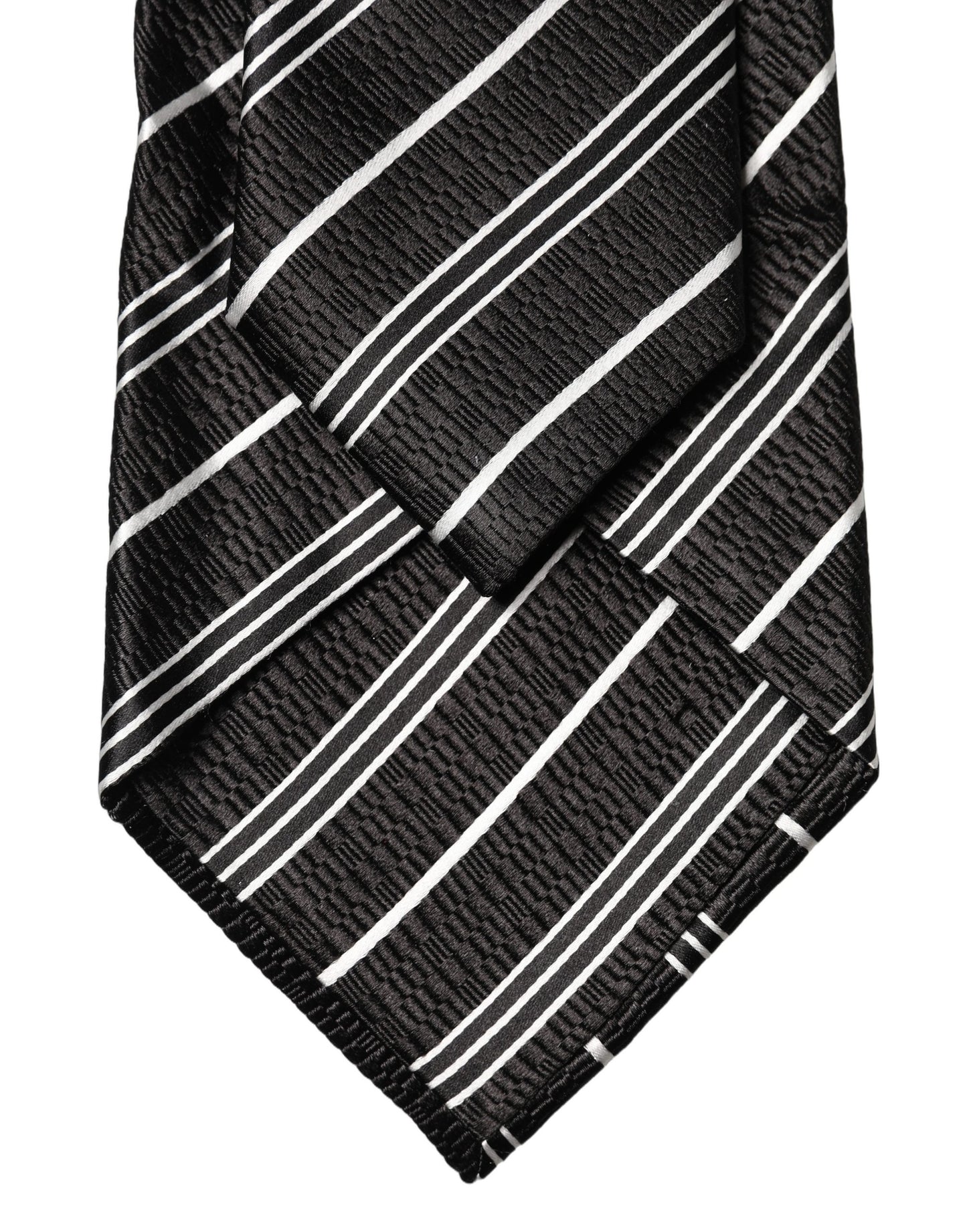 Dolce & Gabbana Black White Stripes Silk Adjustable Women Necktie Tie