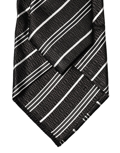 Dolce & Gabbana Black White Stripes Silk Adjustable Women Necktie Tie