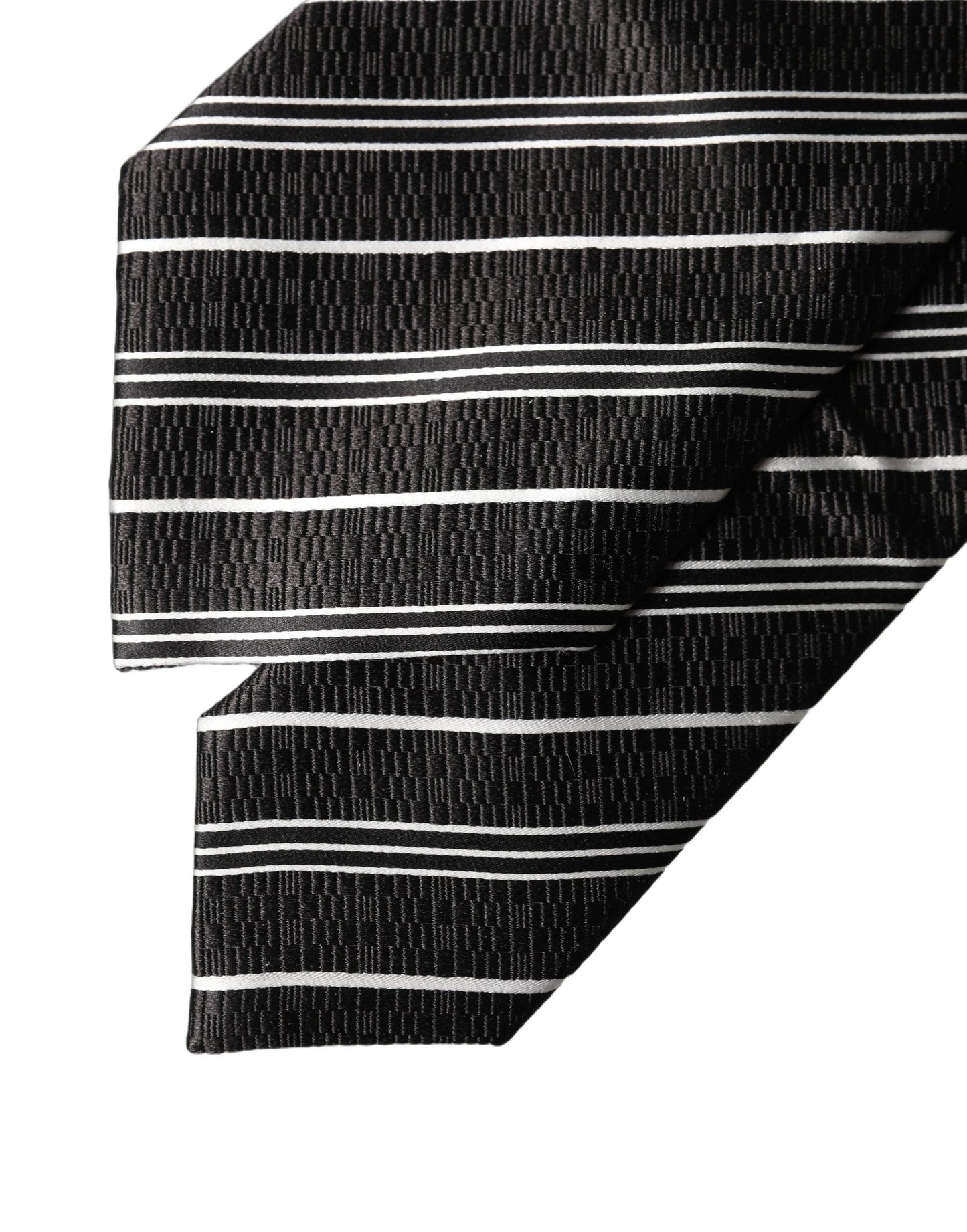 Dolce & Gabbana Black White Stripes Silk Adjustable Women Necktie Tie