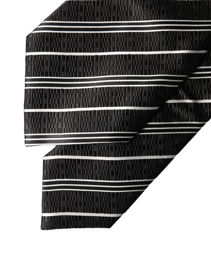 Dolce & Gabbana Black White Stripes Silk Adjustable Women Necktie Tie