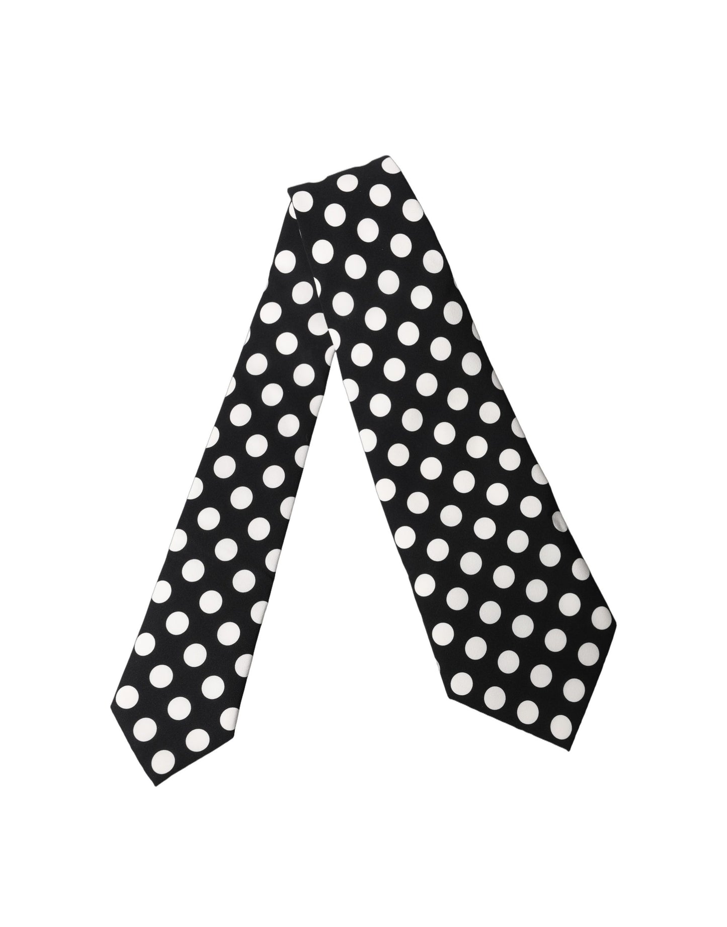 Dolce & Gabbana Black White Polka Dot Silk Adjustable Women Necktie Tie
