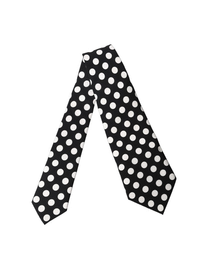 Dolce & Gabbana Black White Polka Dot Silk Adjustable Women Necktie Tie
