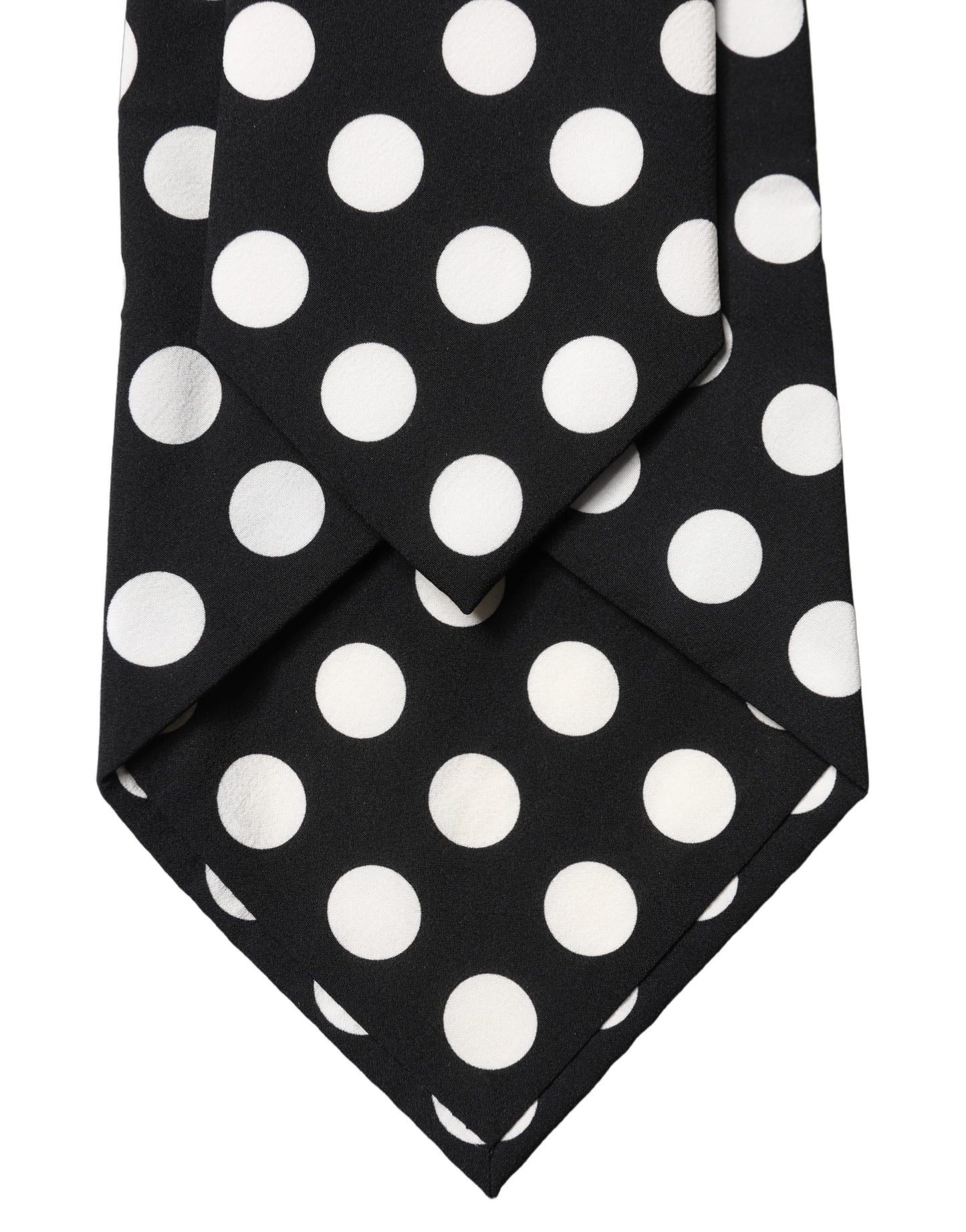 Dolce & Gabbana Black White Polka Dot Silk Adjustable Women Necktie Tie