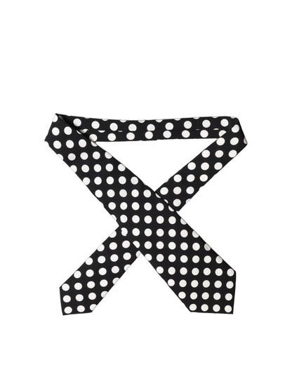 Dolce & Gabbana Black White Polka Dot Silk Adjustable Women Necktie Tie