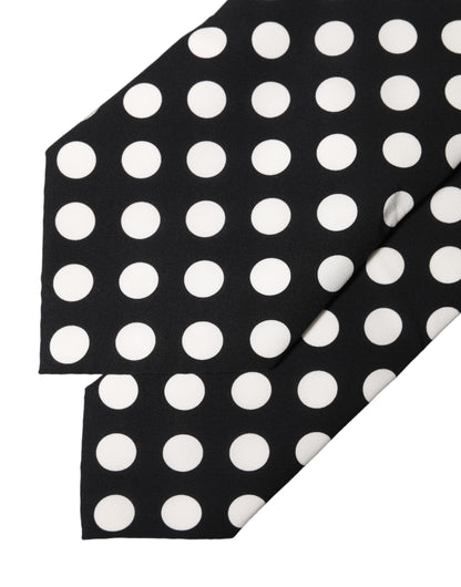 Dolce & Gabbana Black White Polka Dot Silk Adjustable Women Necktie Tie