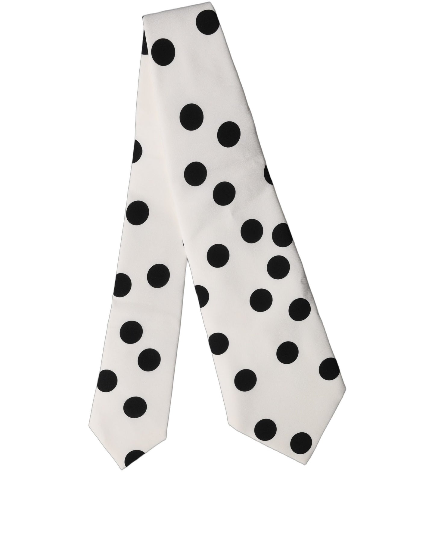 Dolce & Gabbana White Black Polka Dot Silk Adjustable Women Necktie Tie
