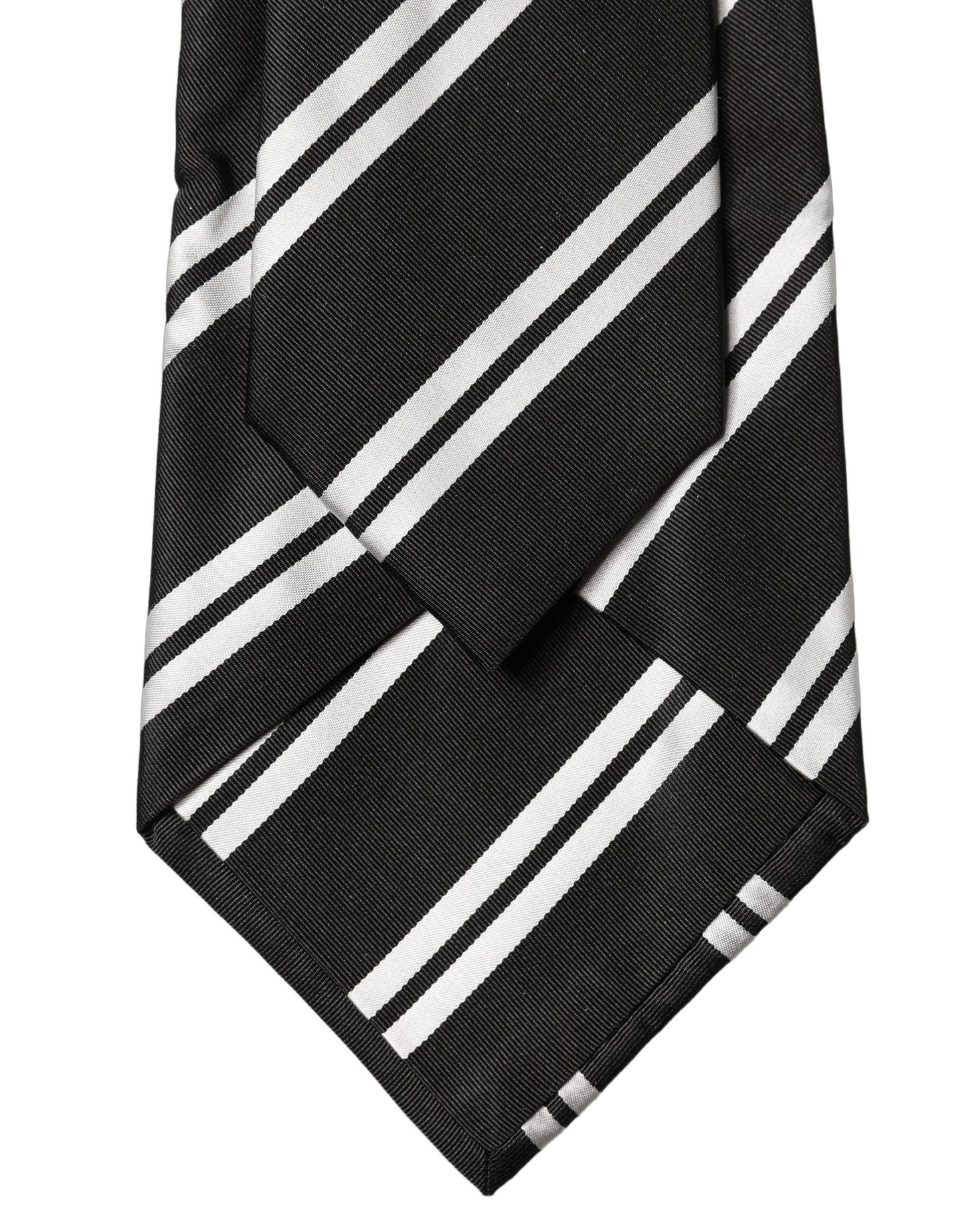 Dolce & Gabbana Black White Stripes Silk Adjustable Women Necktie Tie