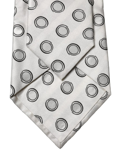 Dolce & Gabbana White Gray Polka Dot Silk Adjustable Women Necktie Tie