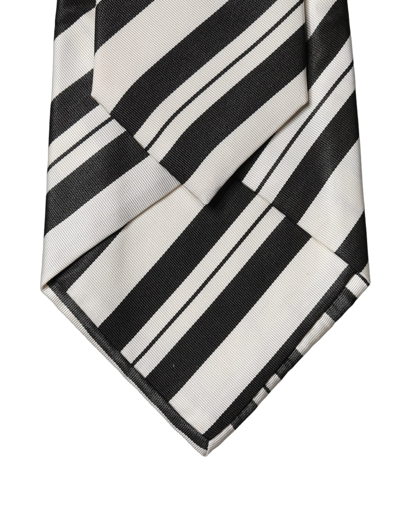 Dolce & Gabbana Black White Stripes Silk Adjustable Women Necktie Tie