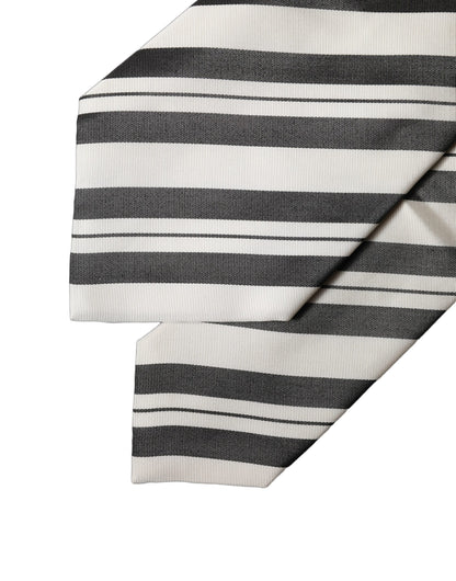 Dolce & Gabbana Black White Stripes Silk Adjustable Women Necktie Tie