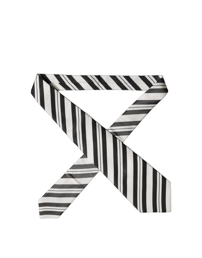 Dolce & Gabbana Black White Stripes Silk Adjustable Women Necktie Tie