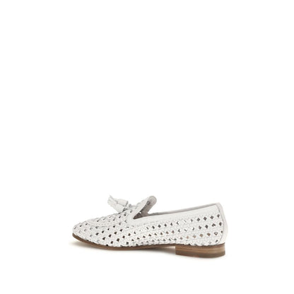 Flat Loafer Slip-On Shoes by Fratelli Rossetti for women in bos taurus calf leather white features an ergonomic silhouette, perfectly showcasing Women's Bos Taurus Calf Leather Flat Loafer Slip-On Shoes with its distinct flat and elegant .