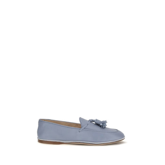 Flat Loafer Slip-On Shoes by Fratelli Rossetti for women in bos taurus calf leather blue features an ergonomic silhouette, perfectly showcasing Women's Bos Taurus Calf Leather Flat Loafer Slip-On Shoes with its distinct flat and elegant .