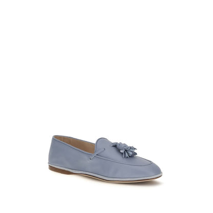 Flat Loafer Slip-On Shoes by Fratelli Rossetti for women in bos taurus calf leather blue features an effortless chic silhouette, showcasing the Women's Bos Taurus Calf Leather Flat Loafer Slip-On Shoes design with an effortless chic flat and a for a effortless chic look.
