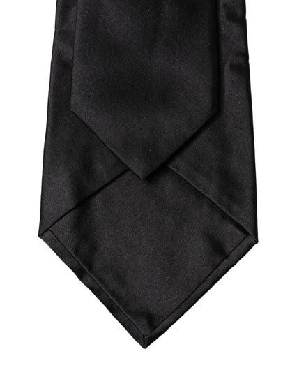 Dolce & Gabbana Black Satin Silk Blend Adjustable Women Tied Necktie Tie