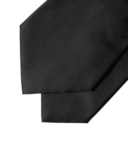 Dolce & Gabbana Black Satin Silk Blend Adjustable Women Tied Necktie Tie