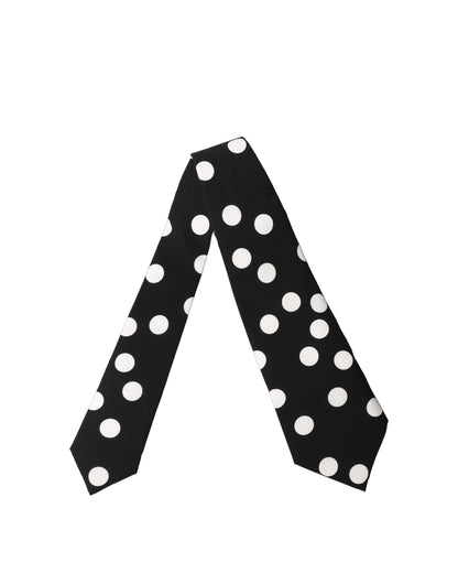 Dolce & Gabbana Black White Polka Dot Silk Adjustable Women Necktie Tie