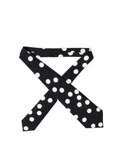 Dolce & Gabbana Black White Polka Dot Silk Adjustable Women Necktie Tie