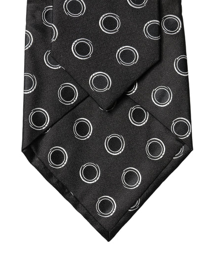 Dolce & Gabbana Black White Polka Dot Silk Adjustable Women Necktie Tie