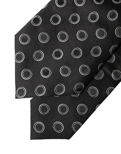 Dolce & Gabbana Black White Polka Dot Silk Adjustable Women Necktie Tie