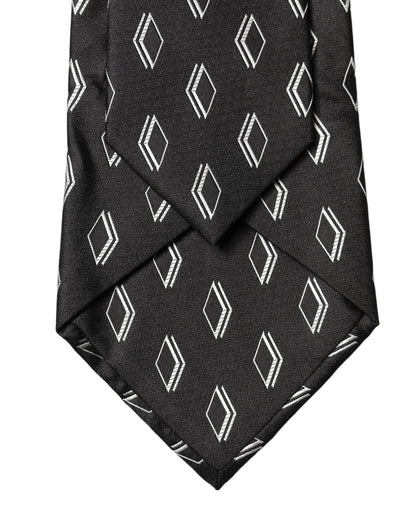 Dolce & Gabbana Black Patterned Silk Adjustable Women Tied Necktie Tie