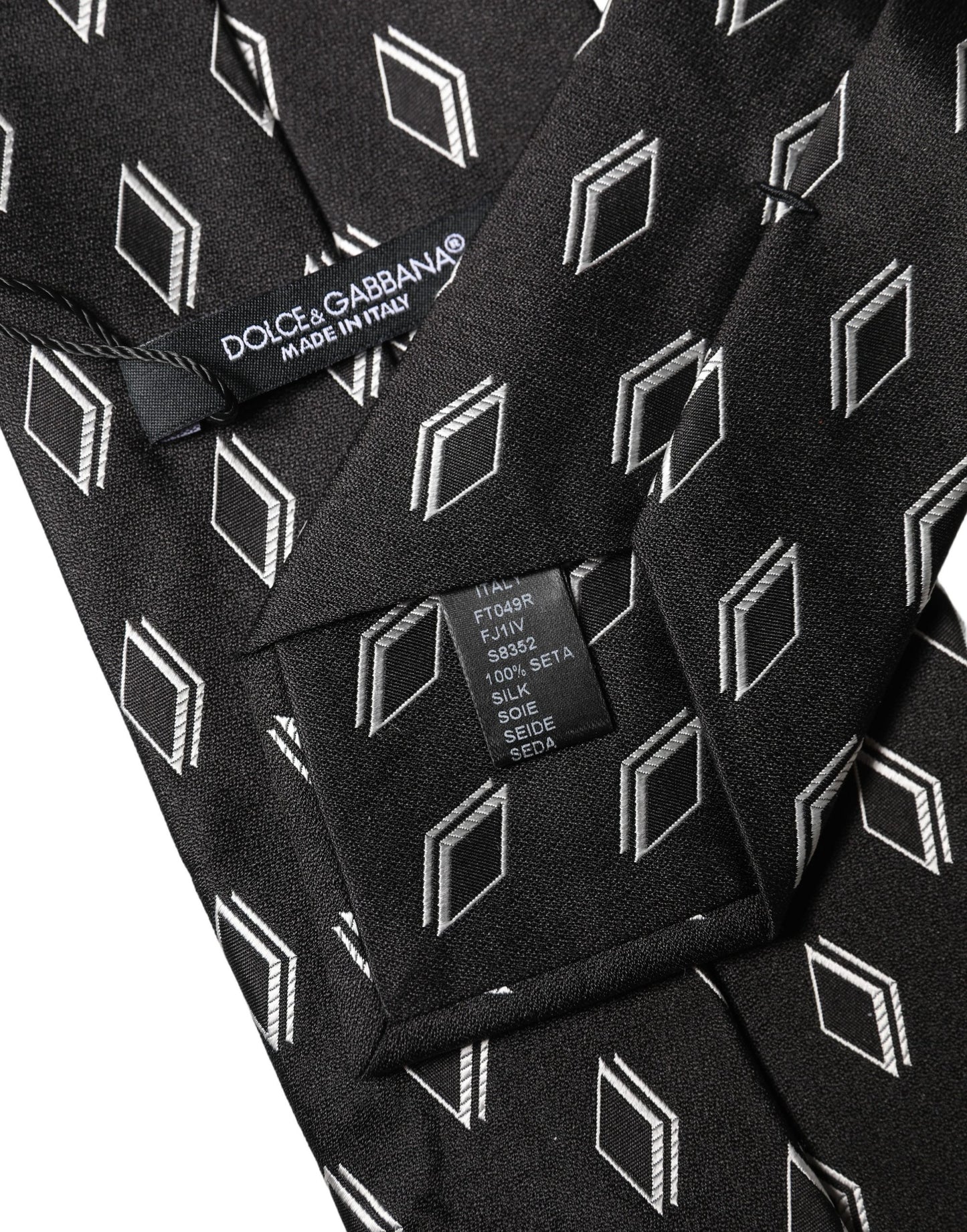 Dolce & Gabbana Black Patterned Silk Adjustable Women Tied Necktie Tie