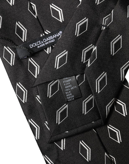 Dolce & Gabbana Black Patterned Silk Adjustable Women Tied Necktie Tie