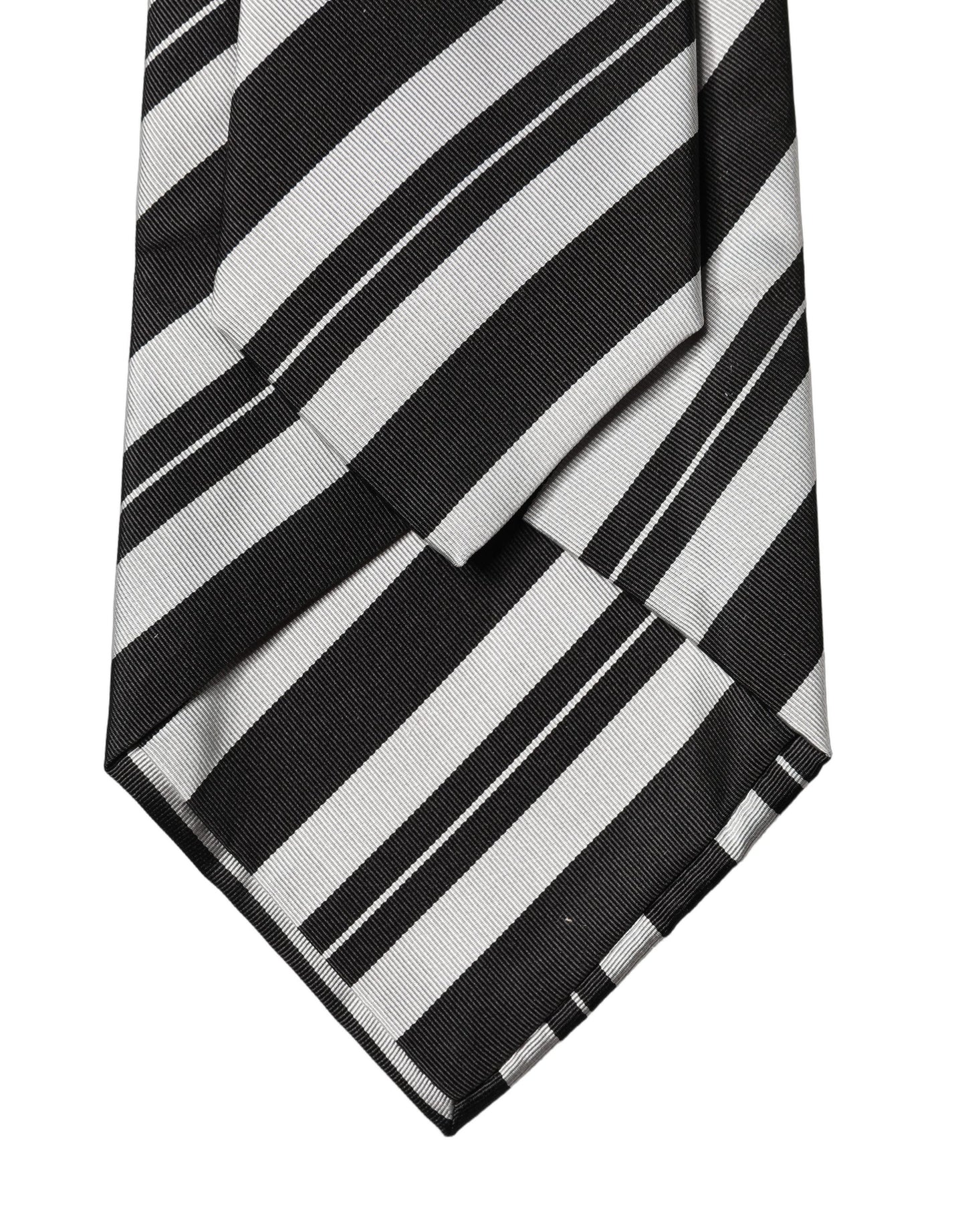 Dolce & Gabbana Black White Stripes Silk Adjustable Women Necktie Tie