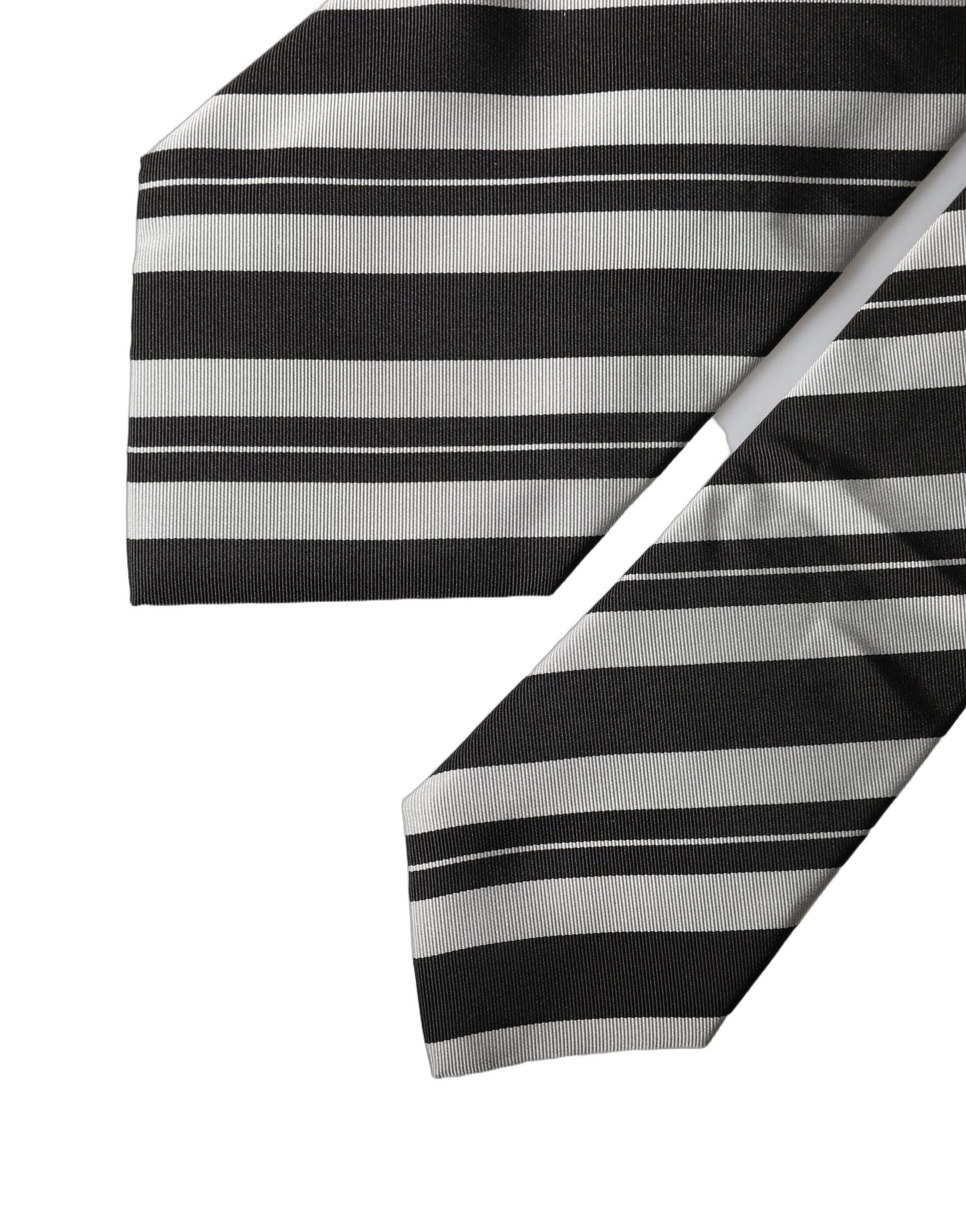 Dolce & Gabbana Black White Stripes Silk Adjustable Women Necktie Tie