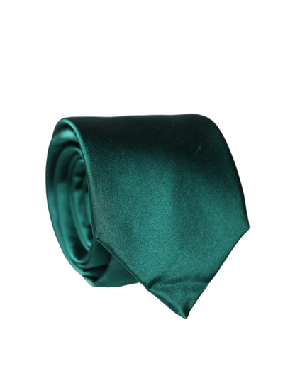 Dolce & Gabbana Dark Green Satin Silk Adjustable Women Tied Necktie Tie