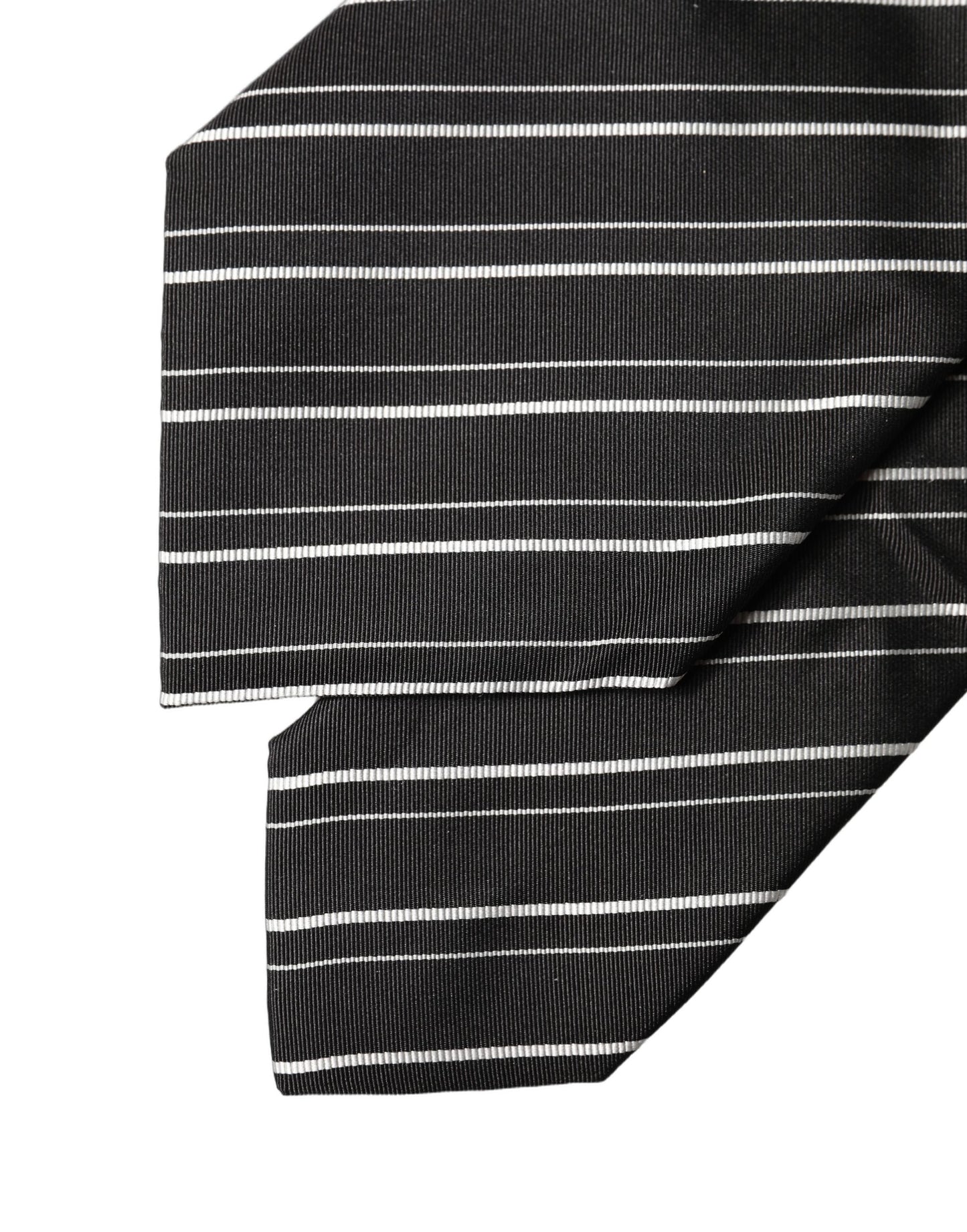 Dolce & Gabbana Black White Stripes Silk Adjustable Women Necktie Tie