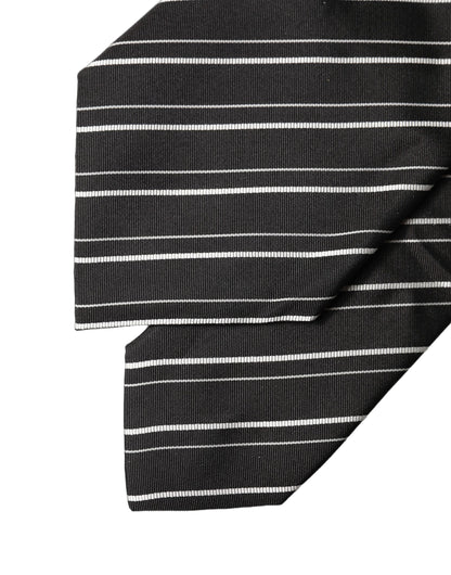 Dolce & Gabbana Black White Stripes Silk Adjustable Women Necktie Tie