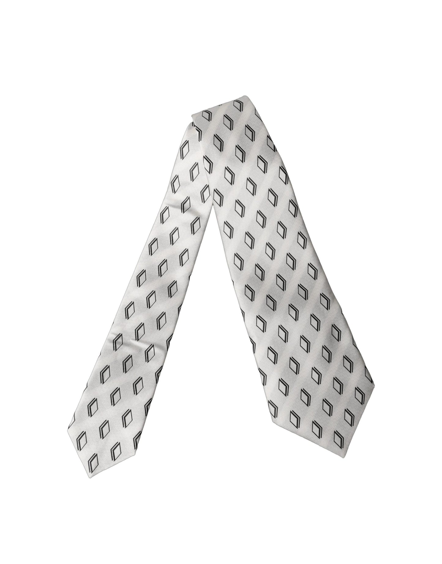 Dolce & Gabbana White Patterned Silk Adjustable Women Tied Necktie Tie