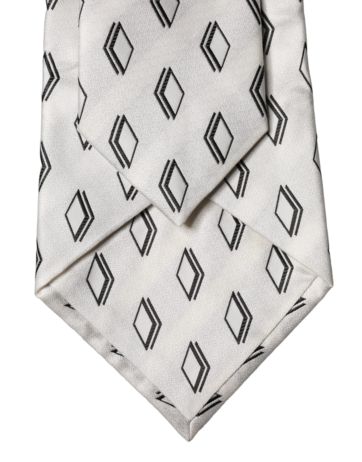 Dolce & Gabbana White Patterned Silk Adjustable Women Tied Necktie Tie