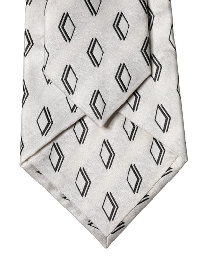 Dolce & Gabbana White Patterned Silk Adjustable Women Tied Necktie Tie