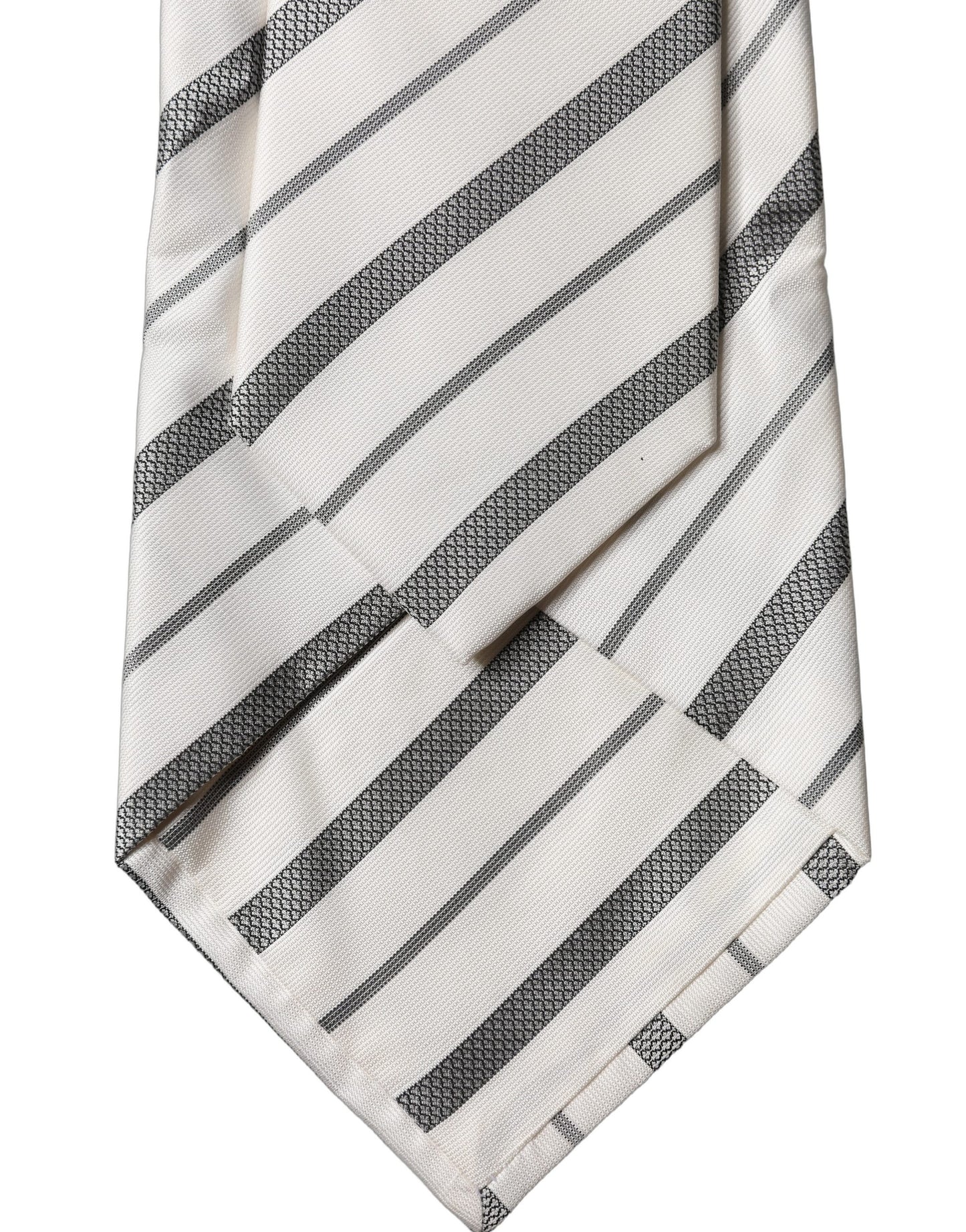 Dolce & Gabbana Black White Stripes Silk Adjustable Women Necktie Tie