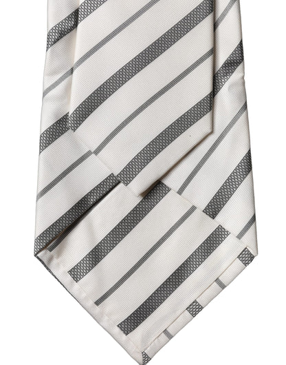 Dolce & Gabbana Black White Stripes Silk Adjustable Women Necktie Tie