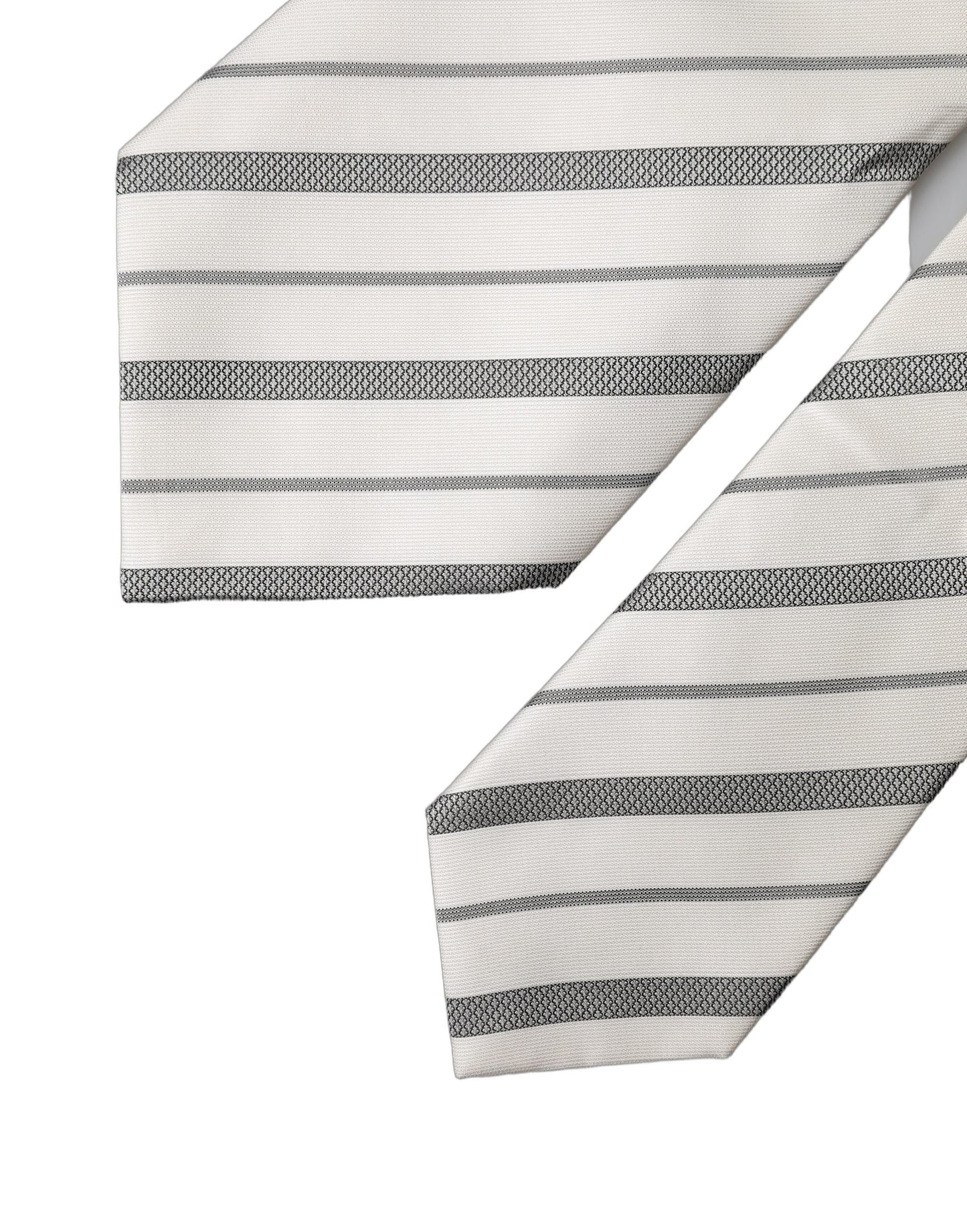 Dolce & Gabbana Black White Stripes Silk Adjustable Women Necktie Tie