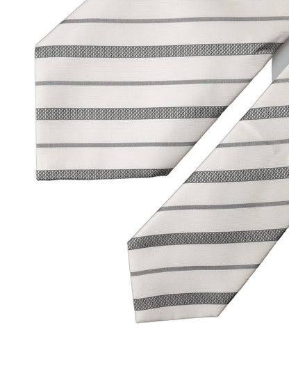 Dolce & Gabbana Black White Stripes Silk Adjustable Women Necktie Tie