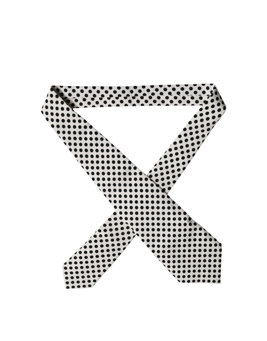 Dolce & Gabbana White Black Polka Dot Silk Adjustable Women Necktie Tie