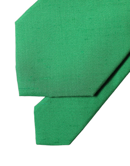 Dolce & Gabbana Green Solid Silk Cotton Adjustable Women Necktie Tie