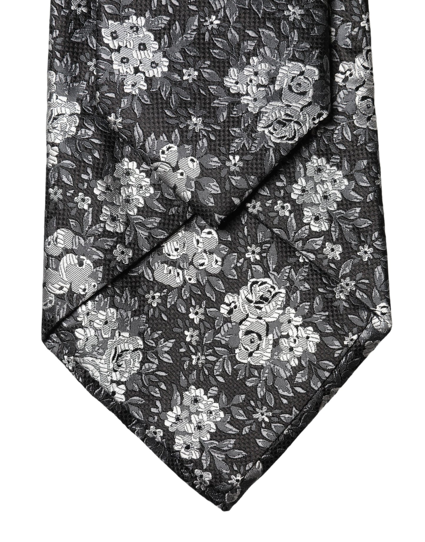 Dolce & Gabbana Black White Floral Silk Adjustable Women Necktie Tie