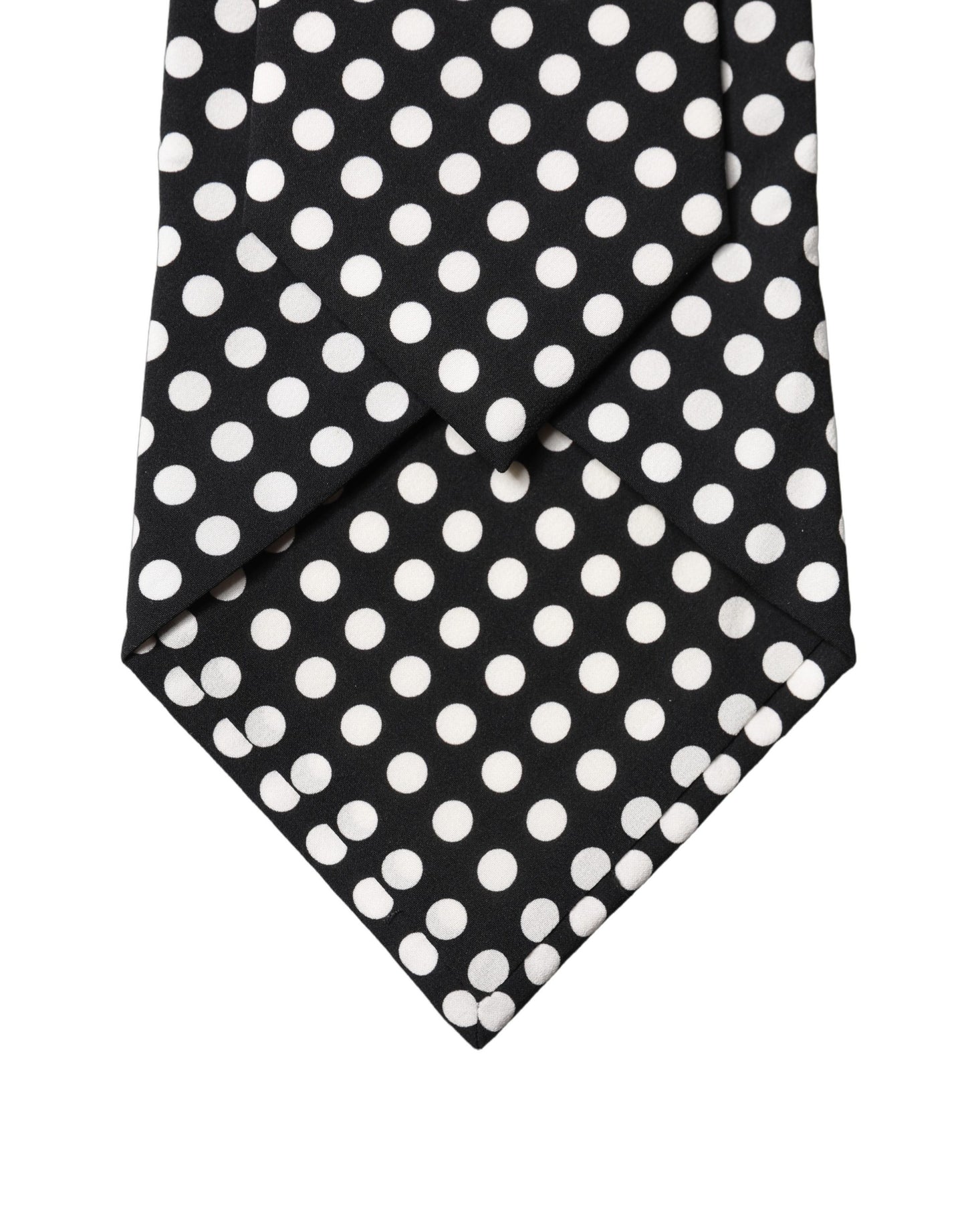 Dolce & Gabbana Black White Polka Dot Silk Adjustable Women Necktie Tie