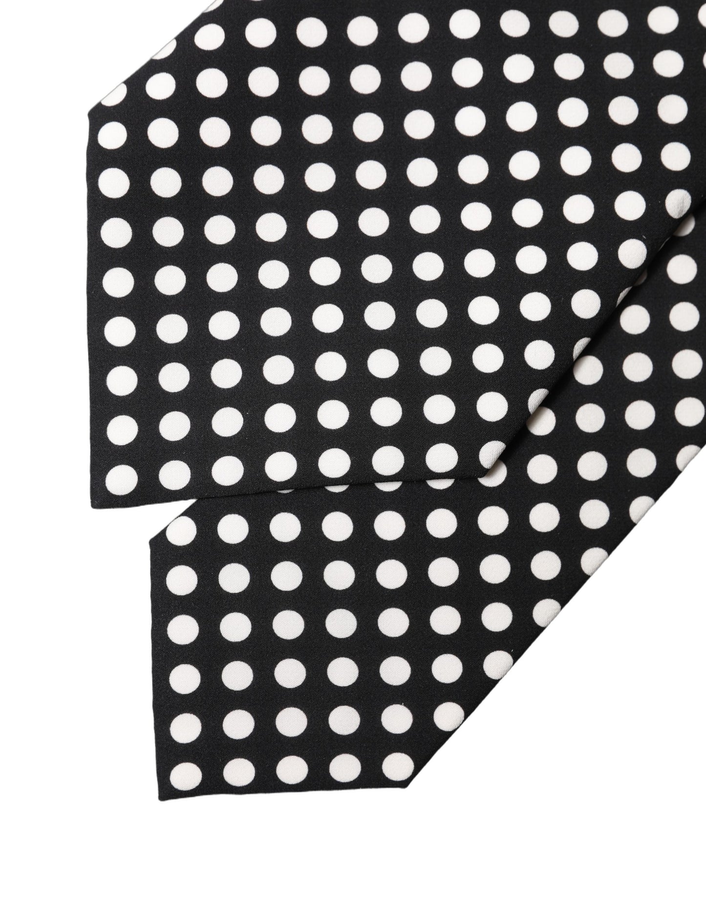 Dolce & Gabbana Black White Polka Dot Silk Adjustable Women Necktie Tie