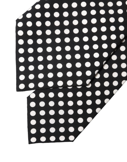 Dolce & Gabbana Black White Polka Dot Silk Adjustable Women Necktie Tie
