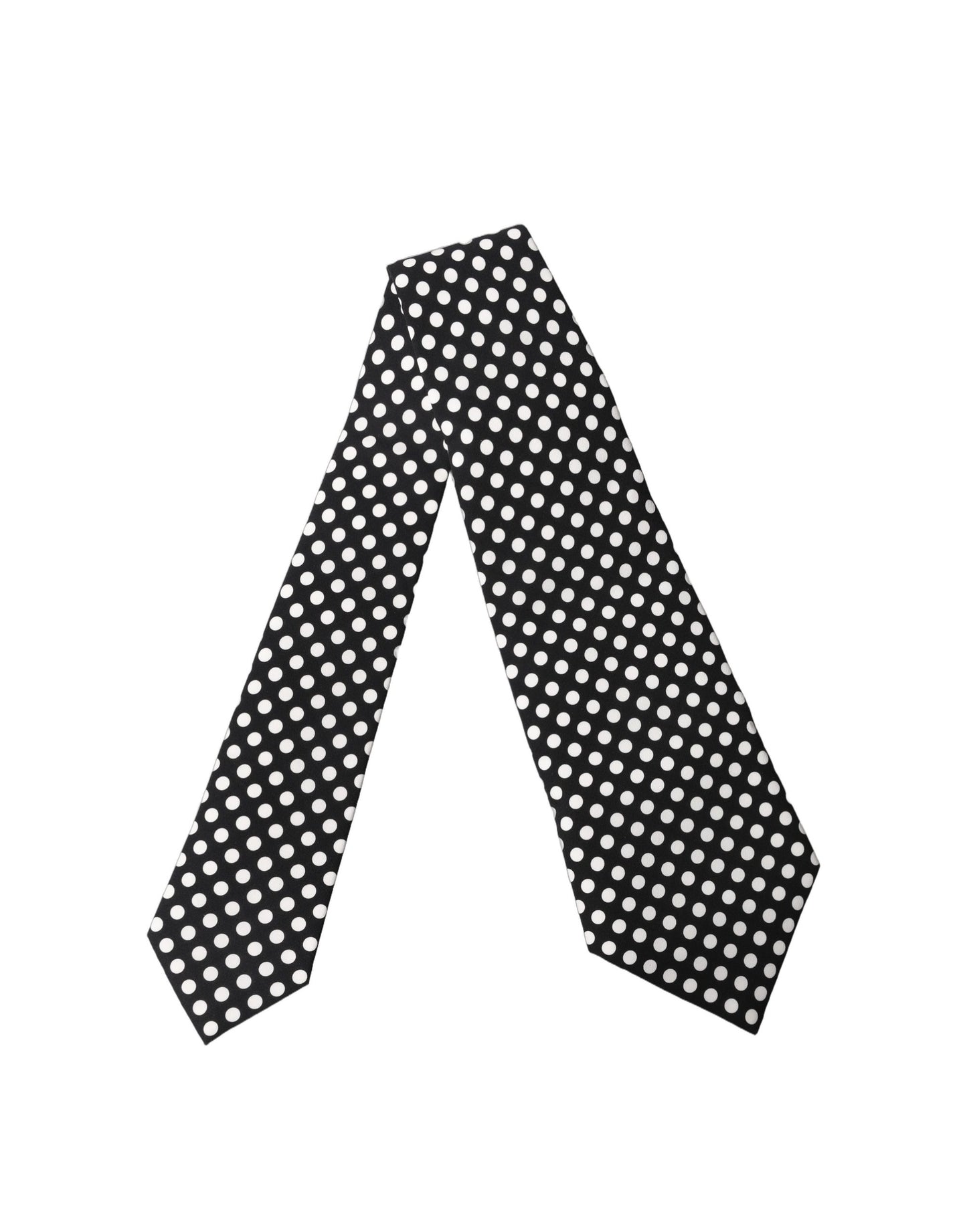 Dolce & Gabbana Black White Polka Dot Silk Adjustable Women Necktie Tie